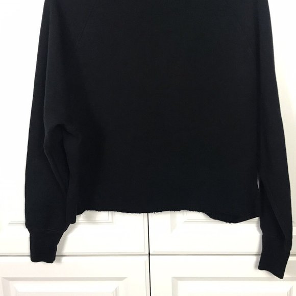 Sundry Womens Size 1 (US S) Leopard Heart Cropped Raw Hem Sweatshirt Black Cute - Picture 8 of 12